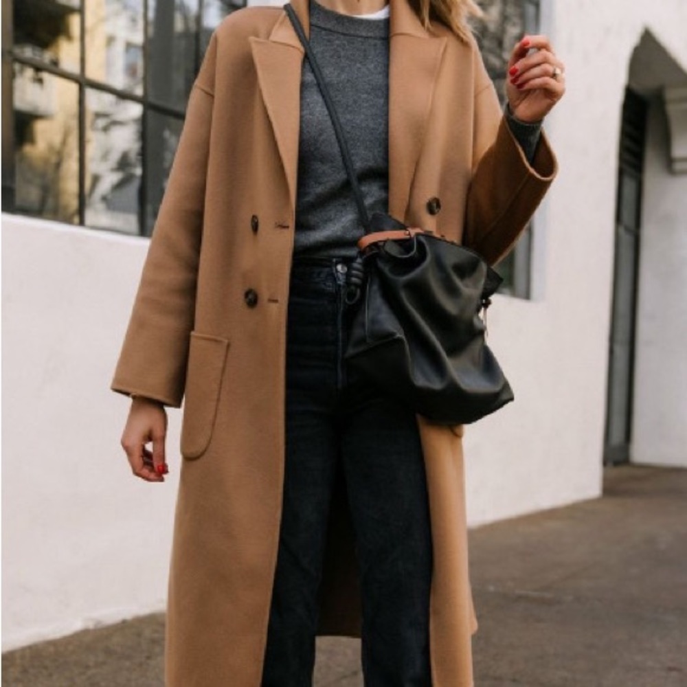 Tan 100% Wool Pea Coat